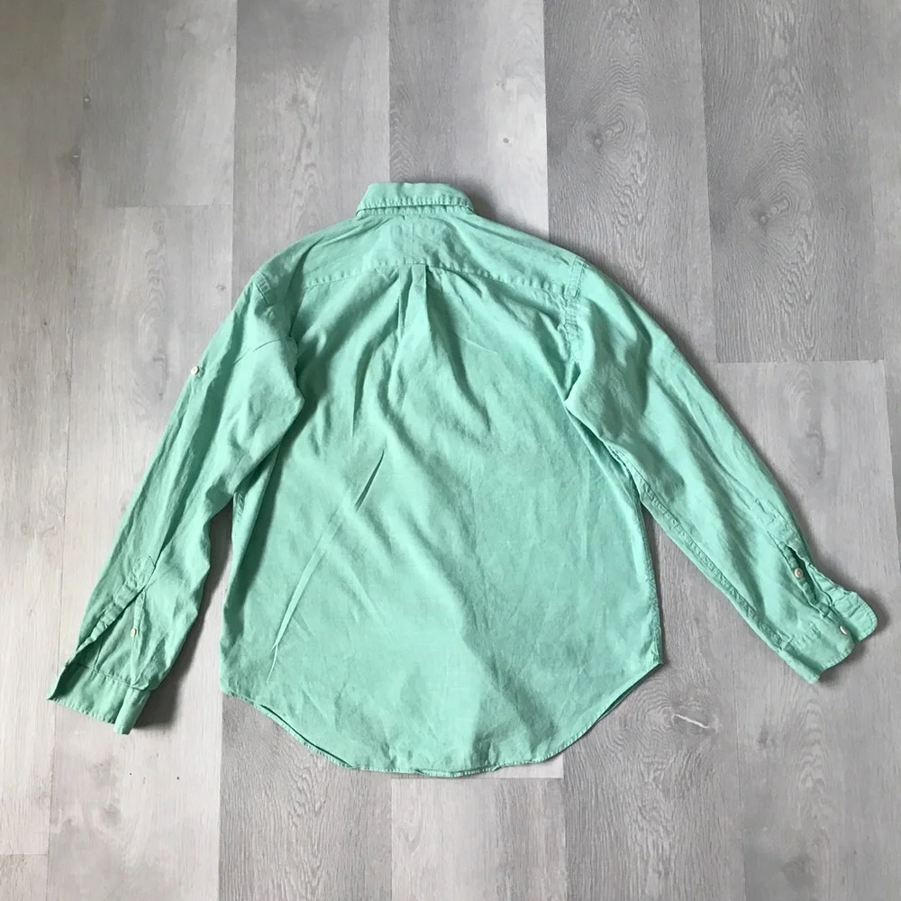 POLO RALPH LAUREN LINEN SHIRT GREEN LONG SLEEVE BUTTON MENS LARGE